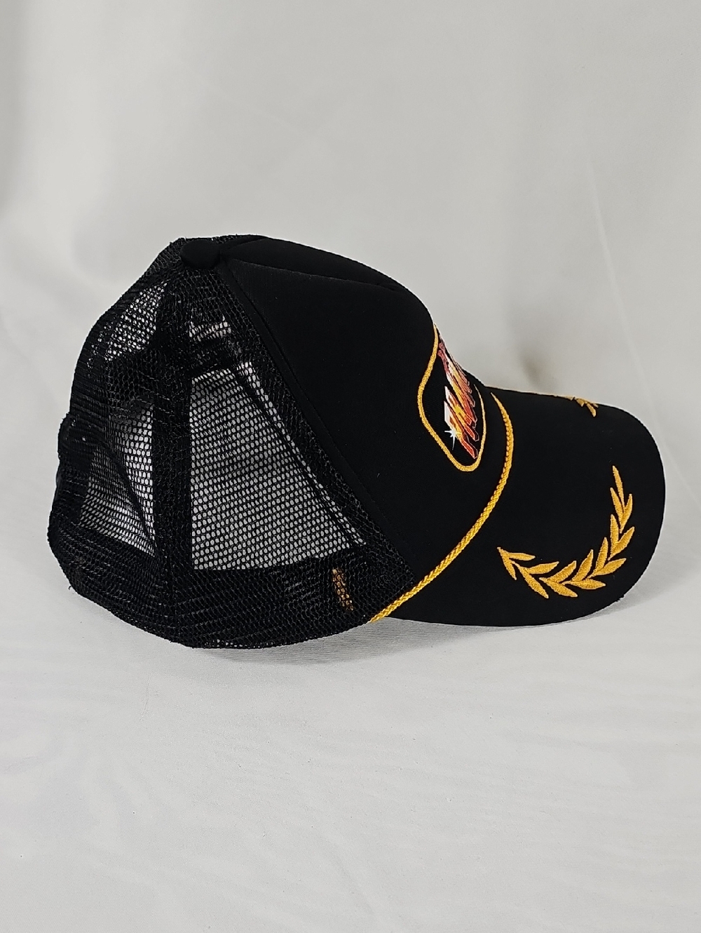 Black Trucker Cap with Gold Embroidery - Picture 4 of 6